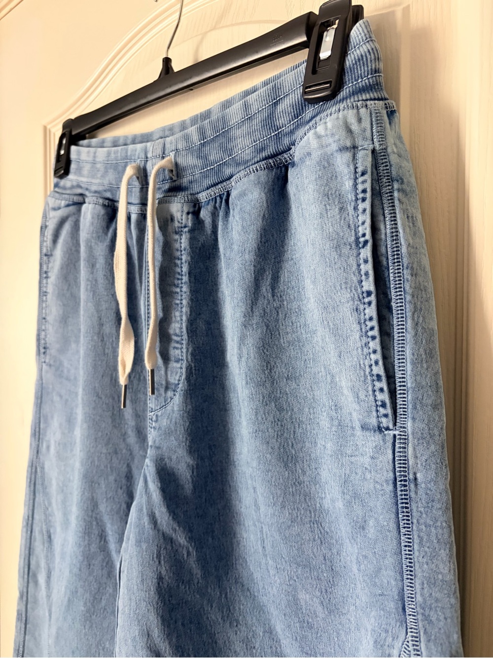 Aerie Soft Landing Wide Leg Light Blue Jean style Trousers, Drawstring, M - Picture 6 of 15
